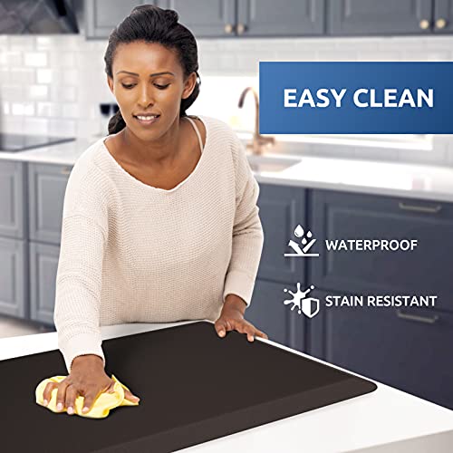Kitchenclouds Kitchen Mat Cushioned Anti Fatigue Rug 17.3"X28" Waterproof Non Slip Standing Desk Mat Comfort Floor Mats For Kitchen House Sink Office (Chocolate) #TOP2
