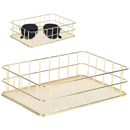 Panier doré de bureau accessoire luxe pour intérieur soigné - 8