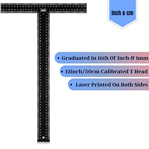 Mr. Pen - T Square, T Ruler, 18 inch Metal Ruler, T Square Ruler, Drafting Tools, Architect Ruler, Set Square, Drafting Ruler, Tsquare, Truler, Architectural Triangle,Tee Ruler, L Square, Scale Ruler - Thumbnail 2