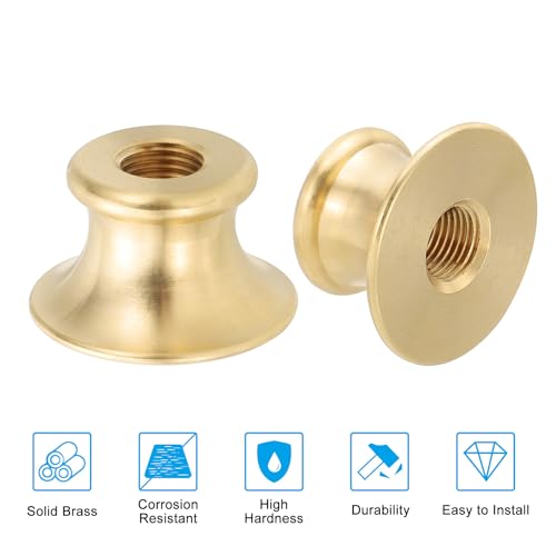 Image of PATIKIL Lamp Solid Brass Neck, 2 Pcs M10 Fine Threaded Turned Solid Brass Spindle Lamp Pipe Coupling Rod Connector Light Fixture for Light Repair Decoration, 30 x 18mm