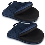 1 Pair Short Oven Mitts - Silicone Kitchen Oven Gloves High Heat Resistant 500℉, Mini Oven Mits with Non-Slip Grip Surfaces and Hanging Loop for BBQ, Baking, Cooking and Grilling (Dark Blue)