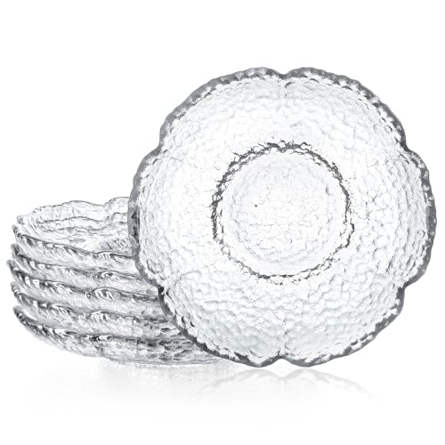 KANPURA 6 Pcs Clear Glass Salad Plates, 4.5 Inch Crystal Dessert Plates by KANPURA - Used condition - US$16.38