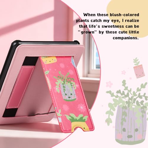 Image of CoBak Lightweight Stand Cute Case for 7 inch Kindle Paperwhite 12th Gen 2024 and Kindle Colorsoft with Right Hand Strap - Compatible with iPhone MagSafe, for Samsung /Anker Wireless Charging Pads