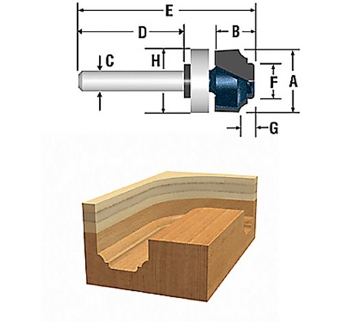 Bosch 85691M Top Bearing Traditional Router Bit 1/4-Inch Shank 7/16 ...