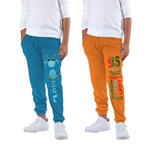 Image of KYDA KIDS Boy's Regular Fit Mid Rise 100% Cotton Track Pant - (Pack of 2)