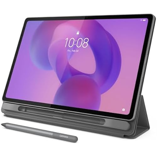 Lenovo Idea Tab Plus - Lightweight Tablet - 12.1″ 2.5K IPS Touchscreen Display - 90Hz - MediaTek Dimensity 6400-8GB Memory - 128GB Storage - Integrated Arm Mali-G57 MC2 - tab Pen & Folio case