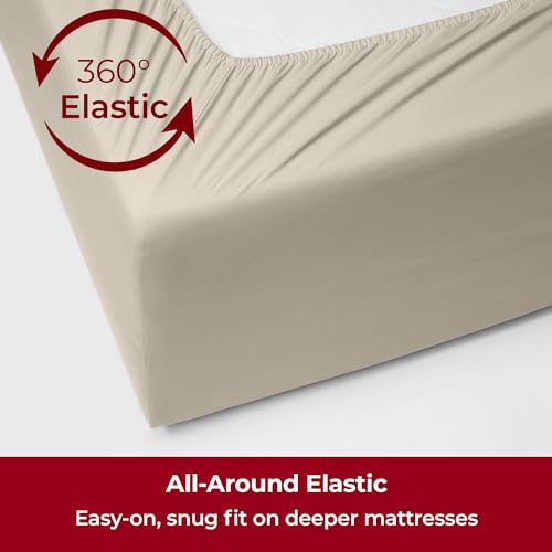 Image of Mellanni Extra Deep Full Sheets - 4 PC Iconic Collection Bedding | Hotel Luxury, Ultra Soft, Cooling Bed Sheets - Wrinkle, Fade, Stain Resistant (Full, Golden Ivory)