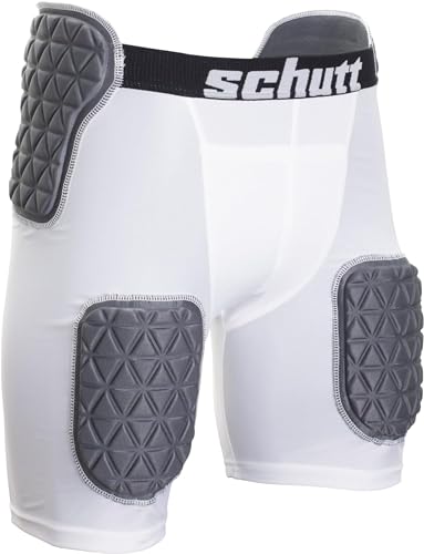 Schutt ProTech Varsity All-in-One Football Girdle Padded Compression Shorts with Integrated Pads (US, Alpha, X-Large, Regular, Regular, White)
