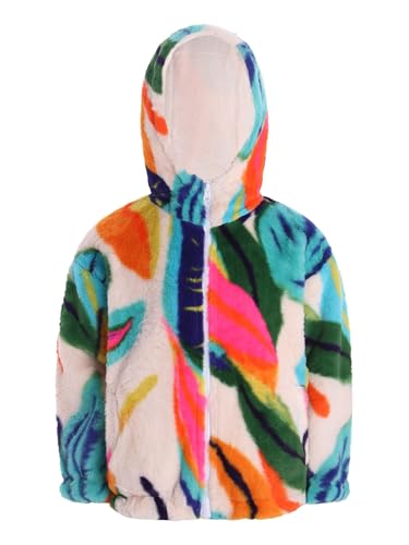 Toddlers Girls Boys Zip Up Fleece Jacket Hooded Outerwear Coat Long Sleeve Cartoon Printed Winter Sweatshirt