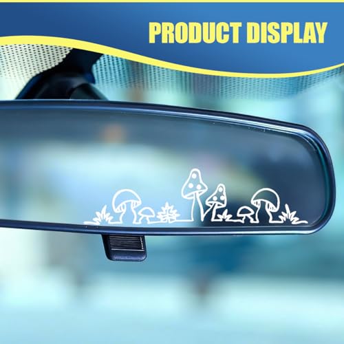 Tuxihapp Mushroom Rearview Mirror Sticke Car Decal, Cute Waterproof Vinyl Mushroom Decal Car Accessories, Funny Vehicle Mirror Decoration Sticker for SUV Motorcycle Truck Window Laptop (White)