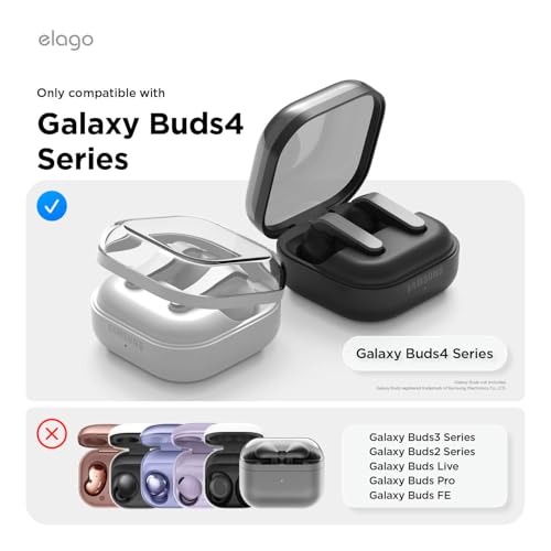 elago Compatible with Samsung Galaxy Buds 4 Pro Case & Galaxy Buds 4 Case, EDC with Carabiner, Premium TPU Cover, Wireless Charging, Headphone