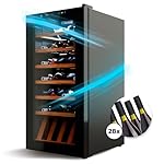 Weinkühlschrank 28 Flaschen (90L) mit eleganter Glastür & hochwertigen Regalen aus Buchenholz | 5-18°C, vibrationsarm & leise (40dB) | Weinschrank mit LED Display - Tolles Geschenk – Bild 2