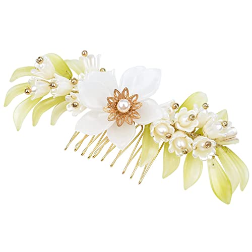 HAKIDZEL 手作り リーフ コーム ブライダル ヘッドドレス 花嫁 アクセサリー 花嫁 ヘッドピース 結婚式用 コーム ヘッドバンド 花嫁 ヘア コーム ブライダル ヘア コーム 花 ガール