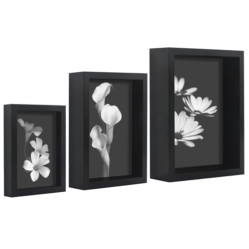 Americanflat Set of 3 Picture Frames - Includes 4x6, 5x7, 6x8 Frames - Black Picture Frames with Deep Molding and Shatter-Resistant Glass for Tabletop or Wall Display