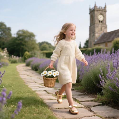 Otter MOMO Toddler/Little Girls Mary Jane Slip-on School Uniform Party Dress Gold Shoes Size 7 by Otter MOMO - Image 2