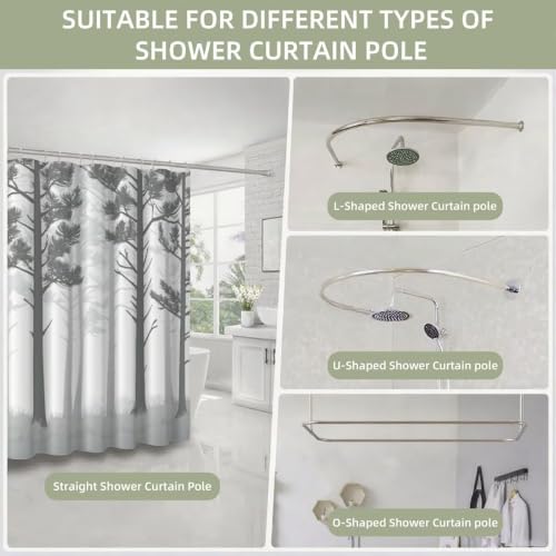 Rideau de douche 200x200 gris jungle en tissu polyester imperméable - 6