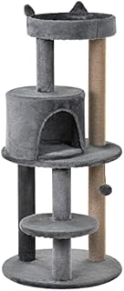 Pawhut Cat Tree for Indoor Cats Kitten Scratching Post Climbing Tower Pet Activity Center Grey 48 x 48 x 104 cm