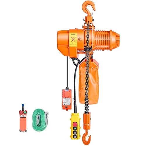 VEVOR Polipasto Eléctrico de Cadena Carga 1000 kg, Elevación de 6 m, Trifásico 480 V, 60 Hz, Doble Velocidad 1,2 y 4,2 m/min, Control Remoto por Cable e Inalámbrico, Acero G80 para Motor Garaje Taller