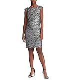 Ralph Lauren Womens Black Embroidered Zippered Floral Cap Sleeve Jewel Neck Short Sheath Party Dress...
