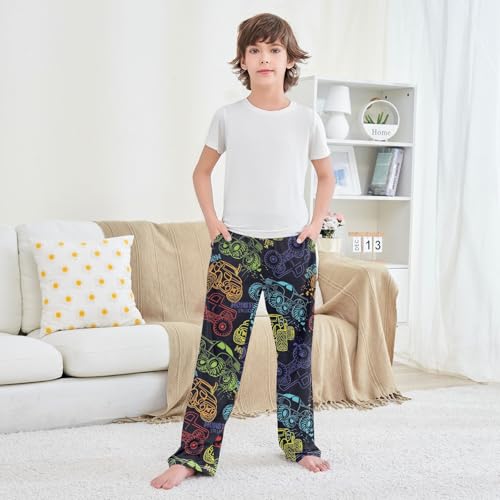 Boys' Pants Monster Truck Car Black Pattern Long Bottoms Jogger Pants Elastic Waist Trousers with Pockets S-XL3