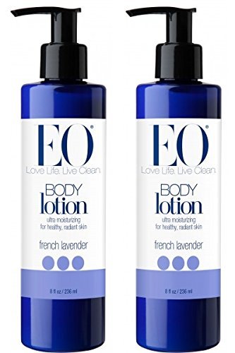 EO French Lavender Body Lotion (Pack of 2) with Jojoba Seed Oil, Lavender Oil, Aloe Vera, Matricaria Flower Extract, Calendula Flower Extract and Mango Seed Butter, 8 oz