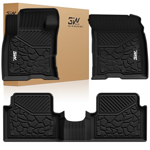 Image of 3W Ford Maverick Floor Mats Fit for 2022-2025 2026 (Only Fits Gasoline Models) 1st & 2nd Row All Weather Floor Liners for Ford Maverick,Black