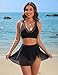 Blooming Jelly Womens High Waisted Swim Skirt Tummy Control Mesh Tie Knot Bathing Suit Bottom 2026 Mini Trendy Cute Ladies Swimsuit Bikini with Skirt (Large, Black)