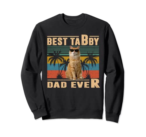 Vintage Best Cat Dad Ever Tabby Cat para el día del padre Sudadera