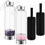 meekoo 2 Pieces Crystal Glass Water Bottle with...