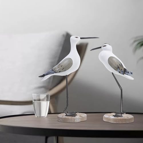 Set de 2 figuras de gaviota de madera de 14 pulgadas miniatura 3
