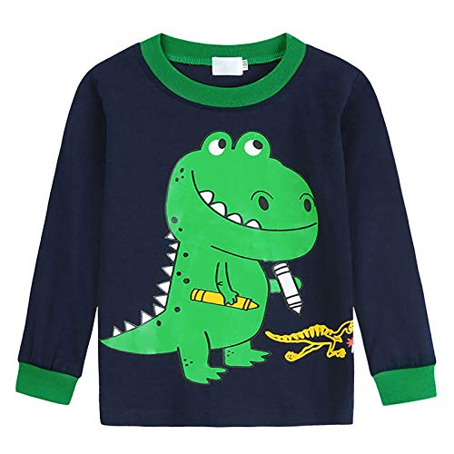 WonderBabe pijama bebe menino pijama de dinossauro de algodão 2 Peças estampado conjunto criança A84