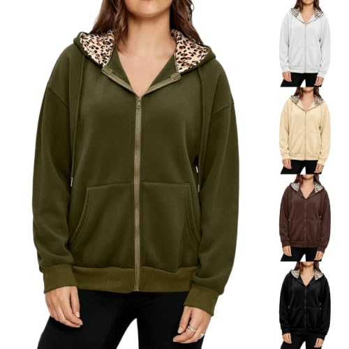 Leopard Jacket for Women Fleece Hooded Zip Up Sweatshirt Women with Pockets - image 1