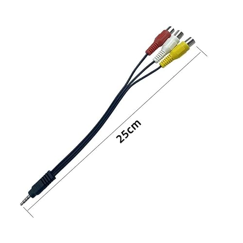 FANTIA 3.5mm to 3 RCA AV Adapter Cable - Black, 25cm, Plug and Play, Compatible with TV, Stereo, Camcorder, MP3 Player - Thumbnail 3