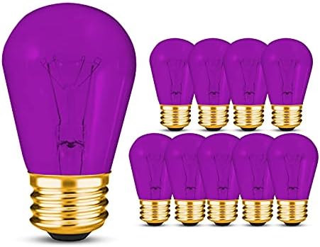 OHLECTRIC S14 Incandescent Bulbs for Outdoor String Lights - E26 Base, 11W, 130V - Dimmable Sign Light Bulbs - 5000 Average Hours -Transparent Purple - OL-45491