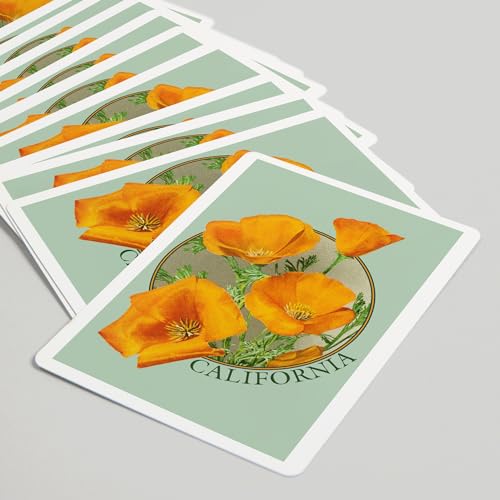Lantern Press California, Flores de Amapola, 52 naipes póker miniatura 5