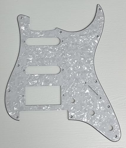 Pickguard Compatible For Fit Fender Player Stratocaster Floyd Rose HSS Style Guitar (4 Ply White Peral)