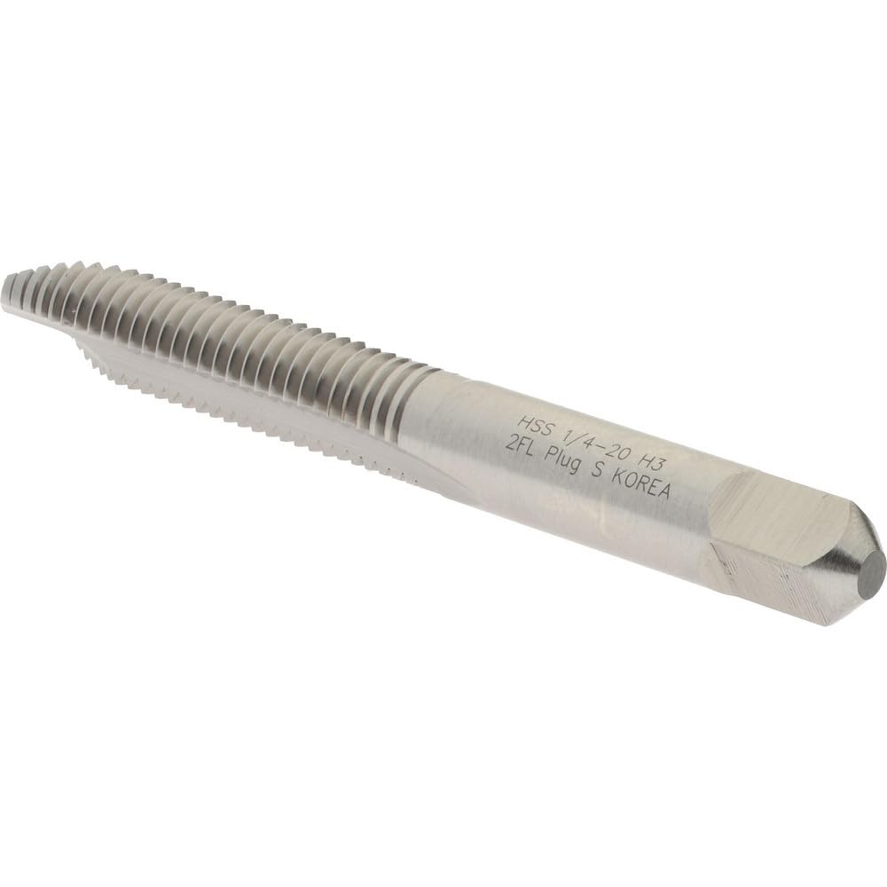 Hertel High Speed Steel Spiral Point STI Tap, 1/4-20 UNC, 2 Flutes, Plug, Bright/Uncoated, 2-23/32" OAL, H3