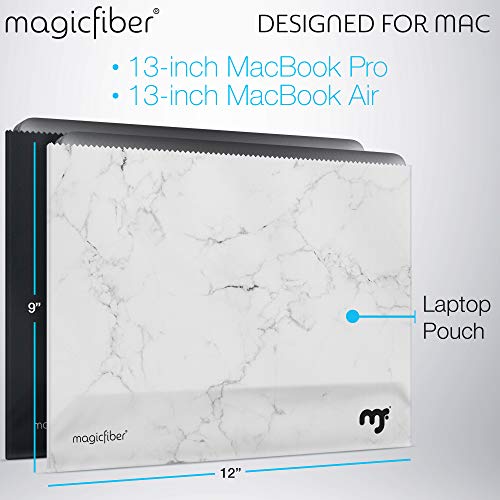 Magicfiber Microfiber 13-13.3 Inch Macbook Pro, Air Sleeve Case (2 Pack) Light Protection And Screen Cleaning For Slim 13-Inch Laptop - Ultra Soft Premium Microfiber In Black, White Marble #TOP2
