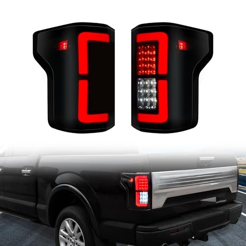 HSUTVXPRO LED Tail Lights Assembly Compatible with Ford F150 2015-2020 Pickup Truck, Smoked Black Rear Lamp Brake Light for F-150 Accessorise, Driver and Passenger Side, Pair