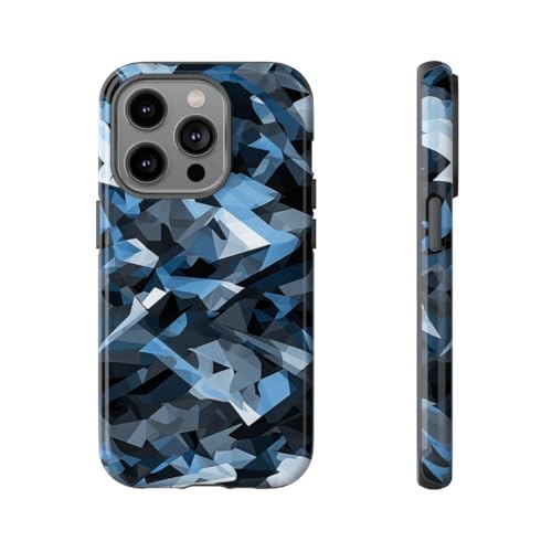 Coque rigide iPhone 14 Pro gris motif camouflage géométrique urbain brillant protection