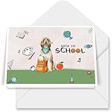 Ninety3POD Hardworking Afghan Hound Ready Back to School New Year Classes 7x5in Folded Greeting Card Dog Lover Set of 10 Note Card with Envelope 12011