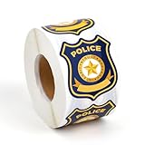 INKNOTE 600Pcs Police Badge Stickers for Kids Self Adhesive Name Tag for Theme Party Favor Birthday Supplies 2.36 X 1.97inch Blue