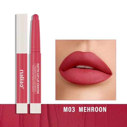 Image of Maliao Matte Cat Lip Crayon: Transfer-Proof & Lightweight (03-MEHROON)
