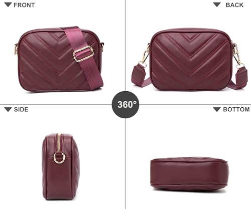 Small Quilted Crossbody Bags for Women Stylish Leather Purse Designer Handbag with Coin Pouch for Shopping, Dating, Traveling (Wine red) by Wytidian - Used condition - Image 5
