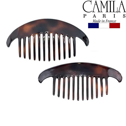 Camila CP2430-2 Paris Cp2430/2 French Hair Side Combs Tortoise Shell Interlocking Combs French Twist Hair Combs thumb #7
