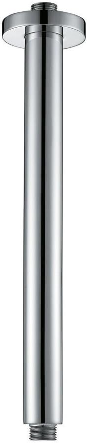 Artbath Ceiling Mount Shower Arm 12 Inch(300mm) Round Shower Arm with Flange for Rain Shower Head, Chrome Straight Shower arm, Solid Brass Chrome Finished