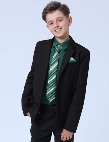 A&J DESIGN Boys Dress Shirt Kid Long Sleeve Formal Uniform School Oxford Button Up Shirt with Tie and Handkerchief3