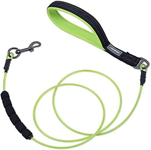 VIVAGLORY 182CM Chew Proof Dog Lead, Chew Resistant Twisted Stainless Steel Wire Rope Metal Leash with Padded Handle, Black