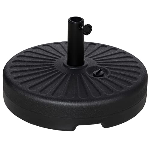 Outsunny Round Plastic Umbrella Holder, Fillable Patio Umbrella Base Stand For Outdoor, 46Lb Water Or 57Lb Sand, Black #TOP13