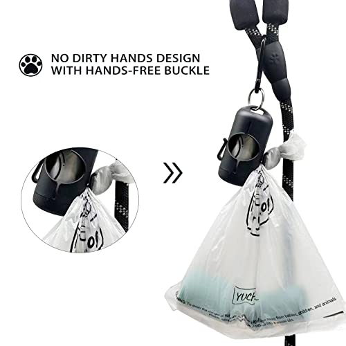 Image of Dog Poop Bag Holder with Leash Clip, Adjustable Strap & 2-Side Hooks for Used Dog Waste Bags (Black)